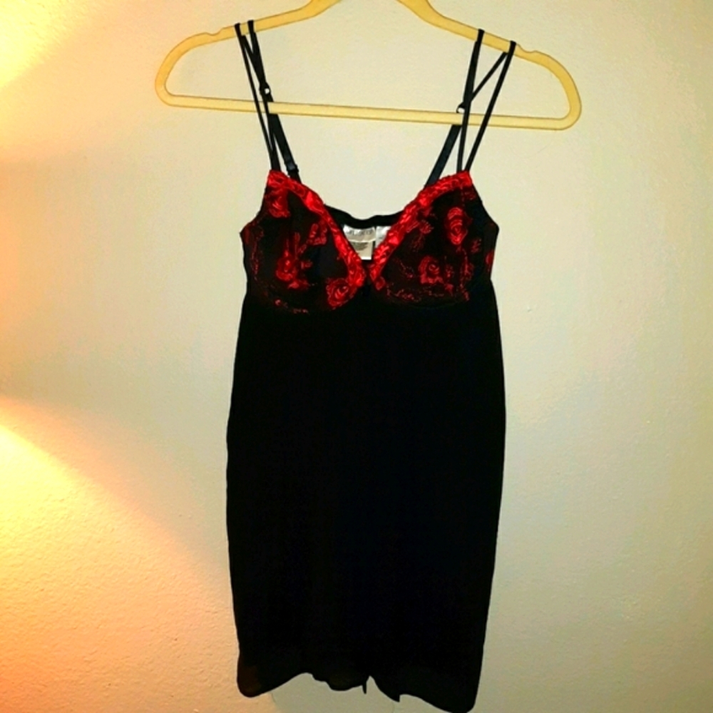 MESH SATIN & EMBROIDERY INTIMATES SLEEP WEAR NIGHTIE SMALL